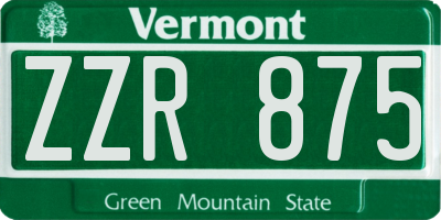 VT license plate ZZR875