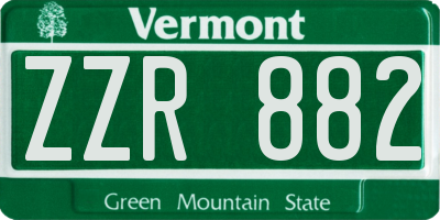 VT license plate ZZR882