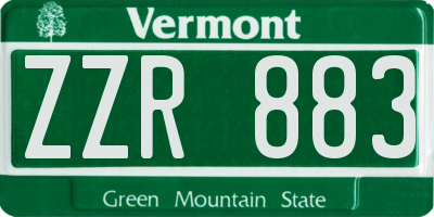 VT license plate ZZR883