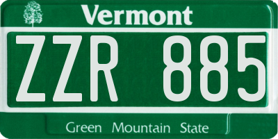 VT license plate ZZR885