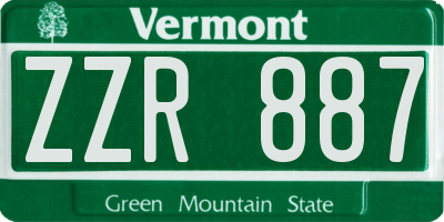 VT license plate ZZR887