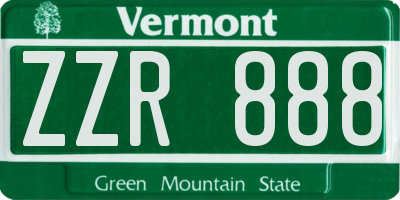VT license plate ZZR888