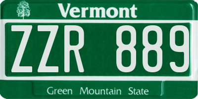 VT license plate ZZR889