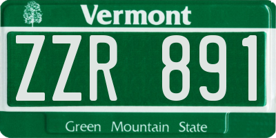 VT license plate ZZR891