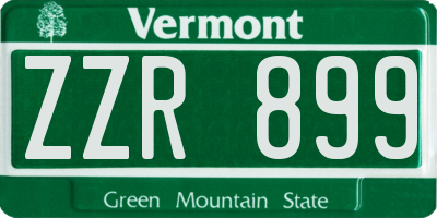 VT license plate ZZR899