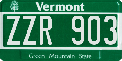 VT license plate ZZR903