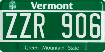 VT license plate ZZR906