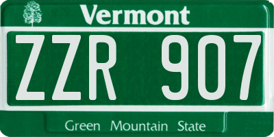 VT license plate ZZR907