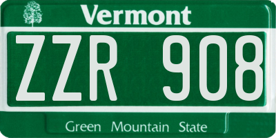 VT license plate ZZR908