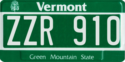 VT license plate ZZR910