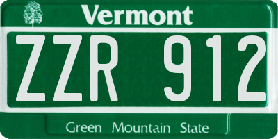 VT license plate ZZR912