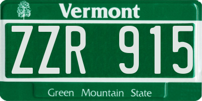 VT license plate ZZR915