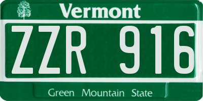 VT license plate ZZR916
