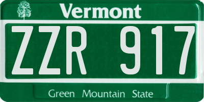 VT license plate ZZR917