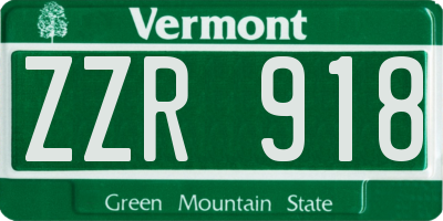 VT license plate ZZR918