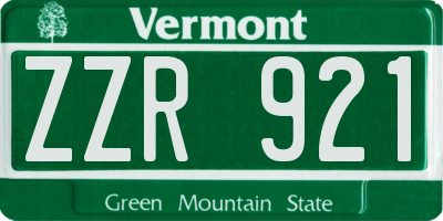 VT license plate ZZR921