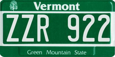 VT license plate ZZR922