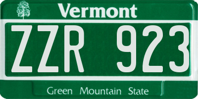 VT license plate ZZR923