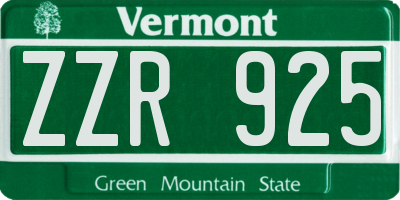 VT license plate ZZR925