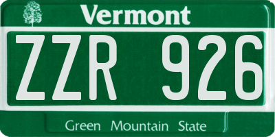 VT license plate ZZR926