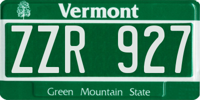 VT license plate ZZR927