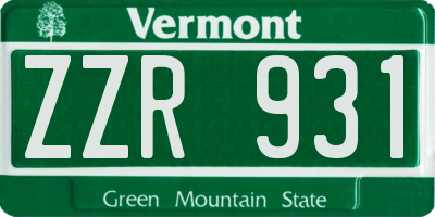 VT license plate ZZR931