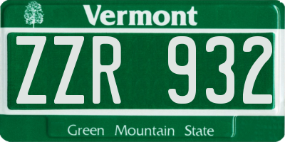VT license plate ZZR932