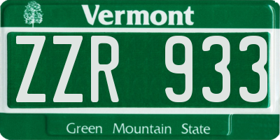 VT license plate ZZR933