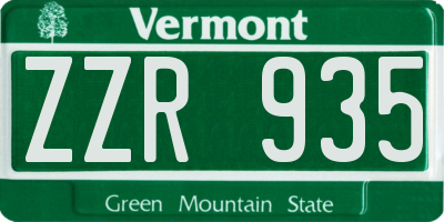 VT license plate ZZR935