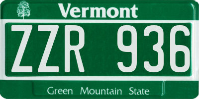 VT license plate ZZR936