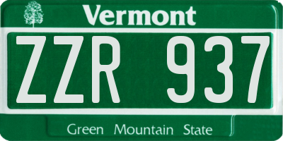 VT license plate ZZR937