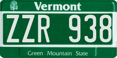 VT license plate ZZR938