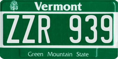 VT license plate ZZR939