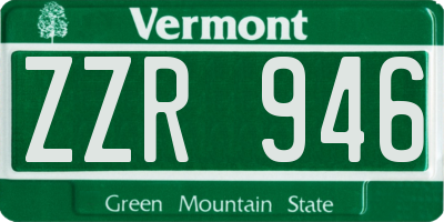 VT license plate ZZR946