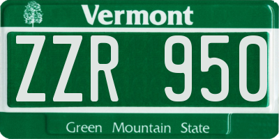 VT license plate ZZR950