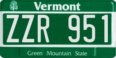 VT license plate ZZR951