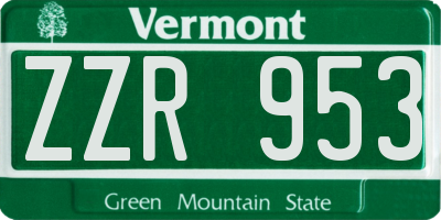 VT license plate ZZR953