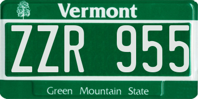 VT license plate ZZR955