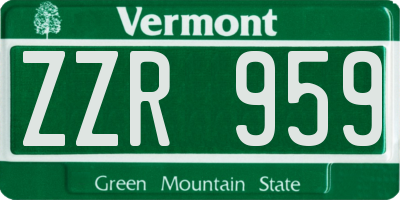 VT license plate ZZR959