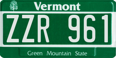VT license plate ZZR961