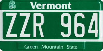 VT license plate ZZR964