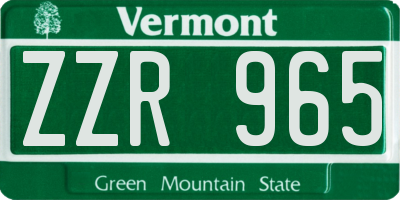 VT license plate ZZR965