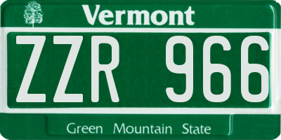VT license plate ZZR966