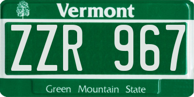VT license plate ZZR967