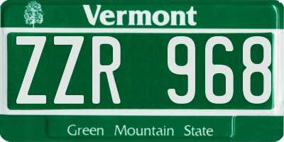 VT license plate ZZR968