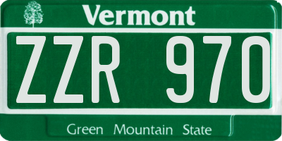 VT license plate ZZR970