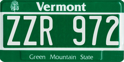 VT license plate ZZR972