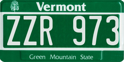 VT license plate ZZR973