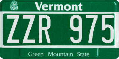 VT license plate ZZR975