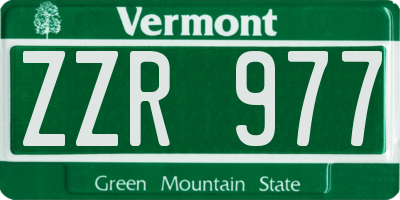 VT license plate ZZR977